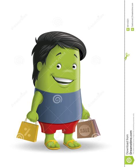 Character Holding Shopping Bags Stock Illustration - Image: 69144221