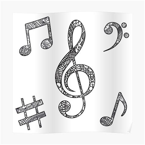 "Music Notes Zentangle" Poster for Sale by DesignPMG | Redbubble