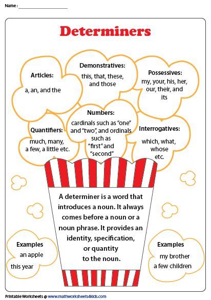 Determiners and Quantifiers | Printable Worksheets | Determiners, Teaching english grammar ...