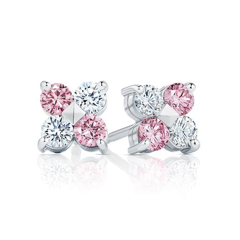 Persephone Argyle Pink Diamond Flower Stud Earrings - Fine Jewellery ...