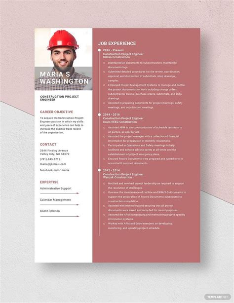 Construction Project Engineer Resume in Word, Pages - Download ...