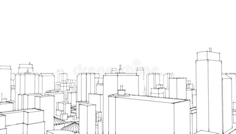 Architectural Sketch.Ink Drawing City Top View.Big Cities Cityscapes and Buildings .Illustration ...