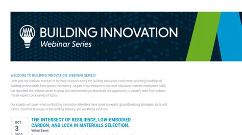 NIBS Opens Up Building Innovation Webinar Series | National Institute of Building Sciences