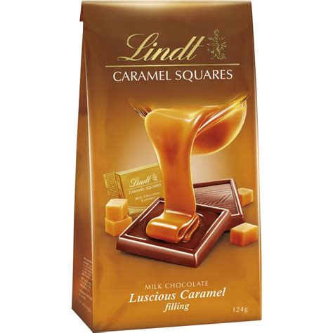 Lindt Caramel Square Milk Chocolate Bag 124g | BIG W