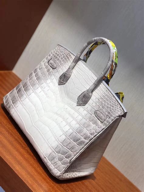 Luxury Hermes Himalaya Crocodile Leather Birkin Bag25CM Silver Hardware ...