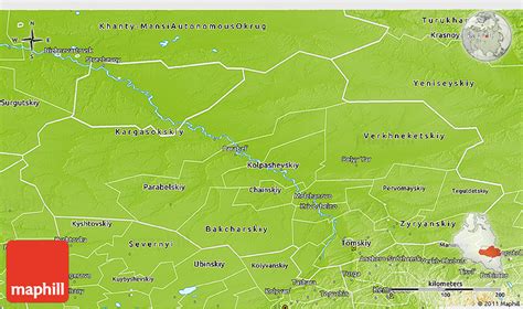 Physical 3D Map of Tomsk Oblast