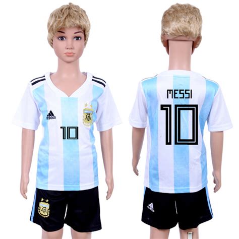 Argentina 10 MESSI Youth 2018 FIFA World Cup Soccer Jersey