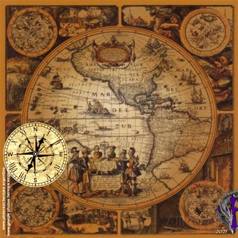 an old world map with people around it