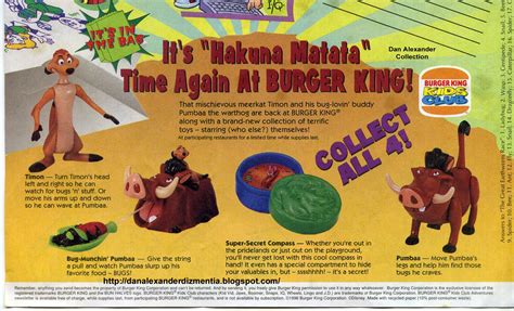 Timon & Pumbaa (Burger King, 1996) | Kids Meal Wiki | FANDOM powered by ...