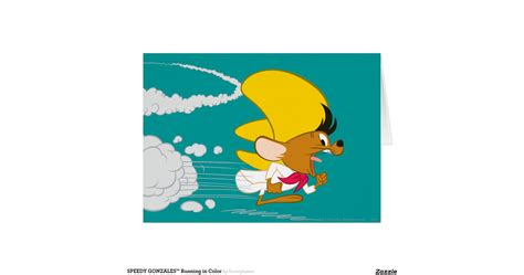 Speedy Gonzales Running in Color Greeting Card | Zazzle