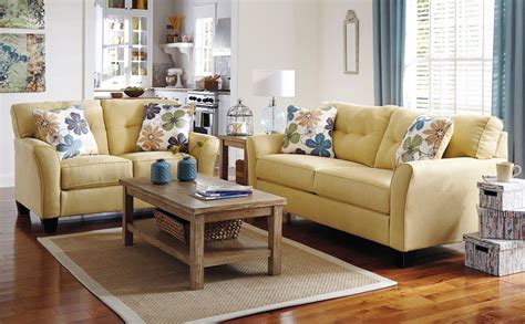 How sweet is this yellow sofa set? This can surely brighten any room! Sofa $425.00 Loveseat ...