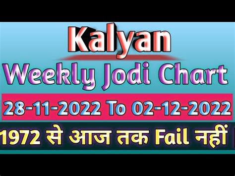 Kalyan Weekly Jodi Chart [28/11/2022 To 02/12/2022] - YouTube