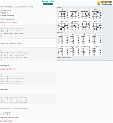 Chord: Saturday Night - tab, song lyric, sheet, guitar, ukulele ...