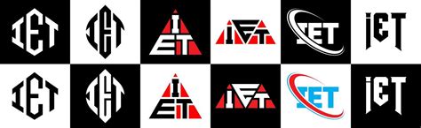 IET letter logo design in six style. IET polygon, circle, triangle, hexagon, flat and simple ...