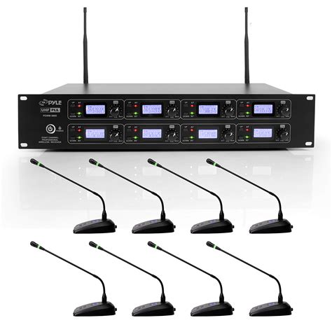 Buy Pyle 8 Channel Conference Microphone System - UHF Desktop, Table Meeting Wireless ...