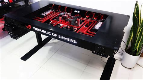 Custom Pc Build #47 "Project ROG" Lian Li DK05X Desk Build Asus Republic of Gamers - YouTube