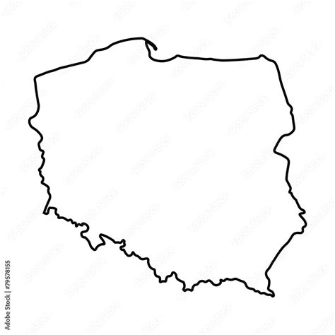 black abstract outline of Poland map Stock Vector | Adobe Stock