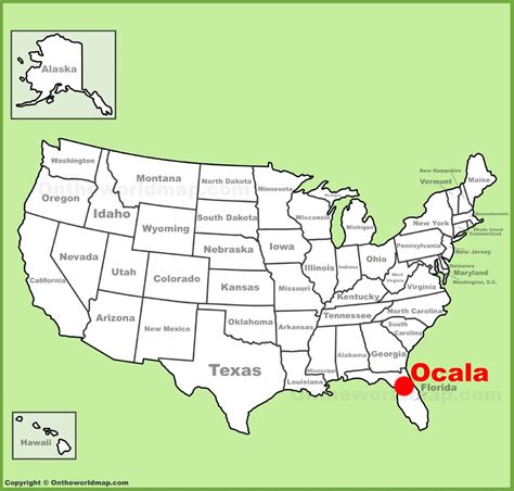 Ocala location on the U.S. Map - Ontheworldmap.com