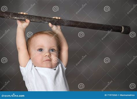 Little Strong Baby Toddler Playing Sports. Kid during His Workout ...