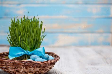 Easter concept containing background, basket, and blue | Easter ...