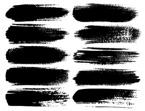 Conjunto de traçados de pincel, pinceladas de tinta preta grunge. Ilustração vetorial 542530 ...