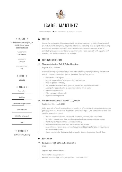 Shop Assistant Resume Example & Writing Guide | PDF Samples | 2019