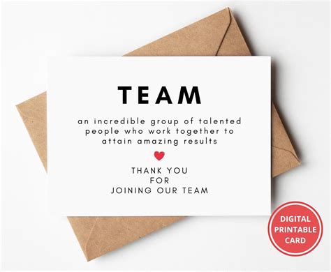 Thank You Team Welcome to the Team Card New Staff Team - Etsy