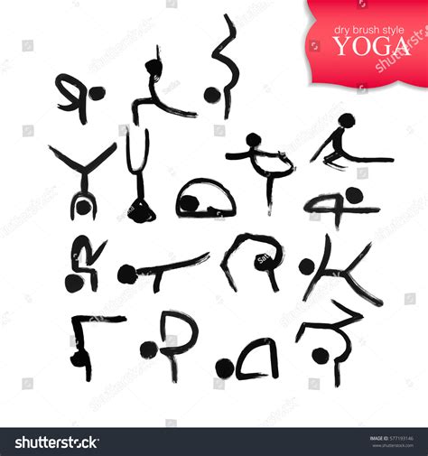 Stick Figures Different Yoga Poses Created Stock Vector (Royalty Free ...