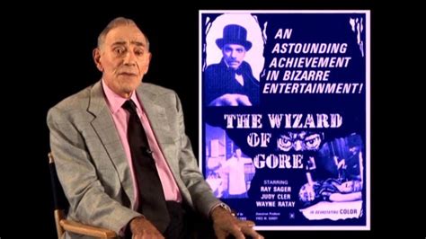 Herschell with poster for The Wizard of Gore (1970) From the documentary The Godfather of Gore ...