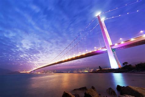 Night Scene Of Tsing Ma Bridge Photograph by Vii-photo - Fine Art America