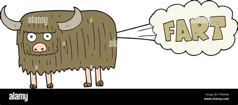 freehand drawn cartoon hairy cow farting Stock Vector Image & Art - Alamy