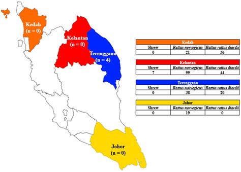 Map of Peninsular Malaysia showing the states that were involved in the ...