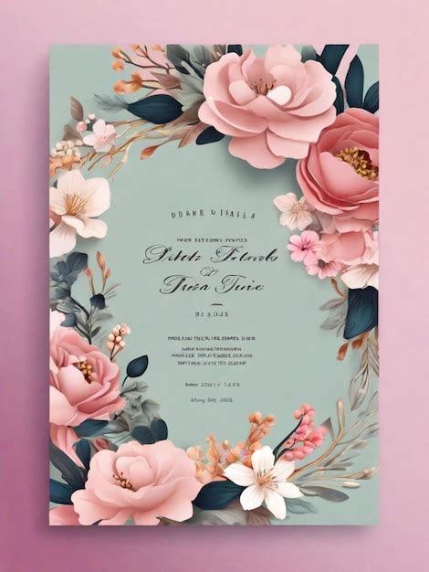 Premium Photo | Floral and luxurious wedding invitation card template