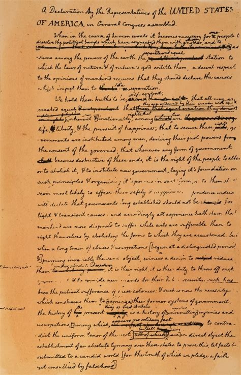 Declaration Of Independence Nthe First Page Of Thomas Jefferson'S Rough Draft Of The Declaration ...