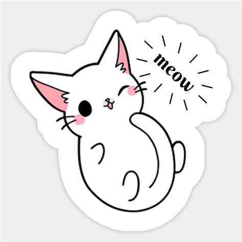 cute cat meow - Meow Meow - Sticker | TeePublic