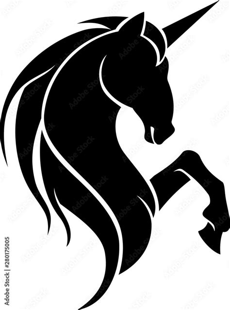 Unicorn Symbol, Bust Silhouette Stock Vector | Adobe Stock