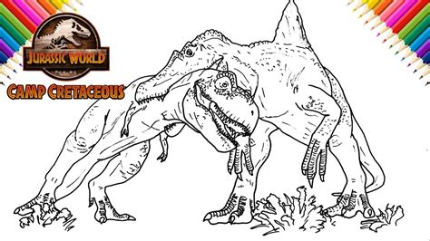 How to Draw T-Rex vs Spinosaurus | JW Camp Cretaceous - YouTube