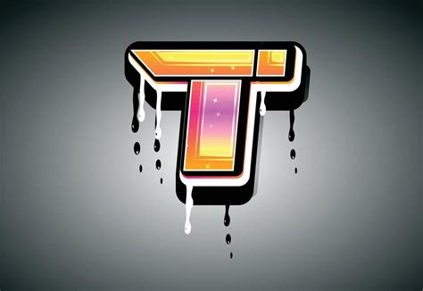 3D T Letter graffiti with drip effect 8168134 Vector Art at Vecteezy