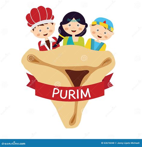 Kids Wearing Costumes From Purim Story. Arranged Stock Vector ...