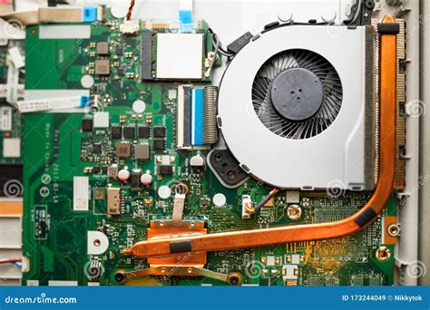 Laptop Ventilation Cooling System, Copper Heatsink Pipe on Motherboard Stock Image - Image of ...