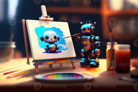 Robot Artist Painting Drawing. AI Art 25521337 Stock Photo at Vecteezy