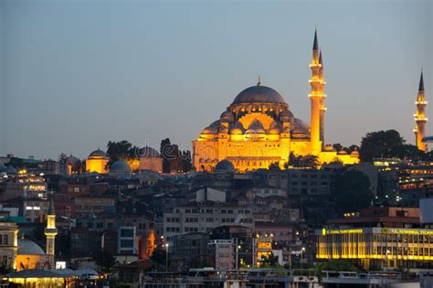 The Suleymaniye Mosque on Sunset Editorial Stock Image - Image of dusk, panoramic: 74012789