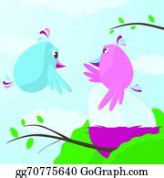 1 Cute Cartoon Birds Caring For A Large Egg Clip Art | Royalty Free - GoGraph