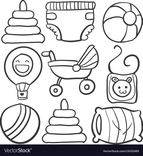 Doodle of baby toys on white background Royalty Free Vector