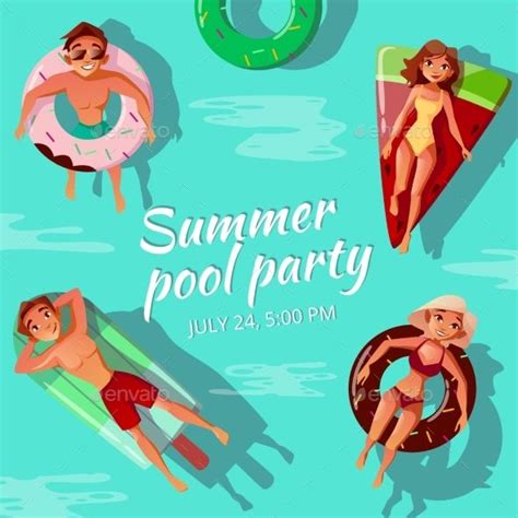 Summer Pool Party Vector Illustration | Summer pool party, Vector illustration people, Summer pool