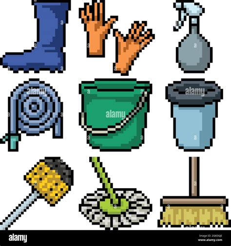 pixel art of house cleaning tools Stock Vector Image & Art - Alamy