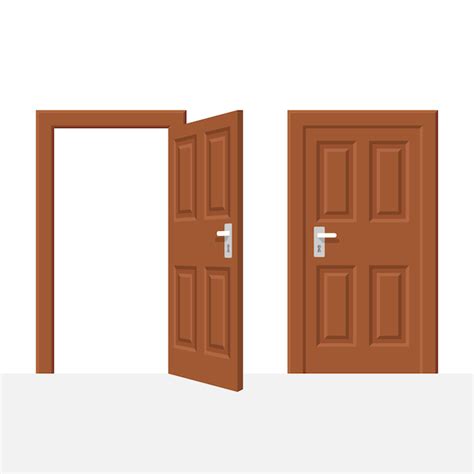 Premium Vector | Open and closed wood door isolated on white background ...