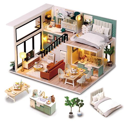 Buy GuDoQi DIY Miniature Dollhouse Kit, Tiny House kit with Furniture and Music, Miniature House ...