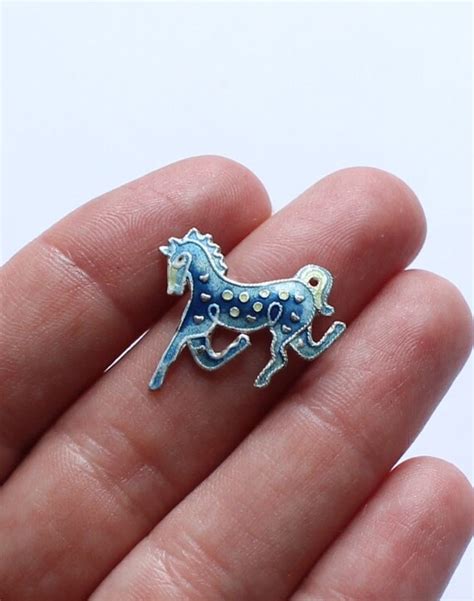 Antique Sterling Silver Enamel Horse Pendant by paststore on Etsy