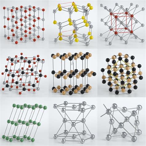 Crystal lattices, set of 9 - Physics